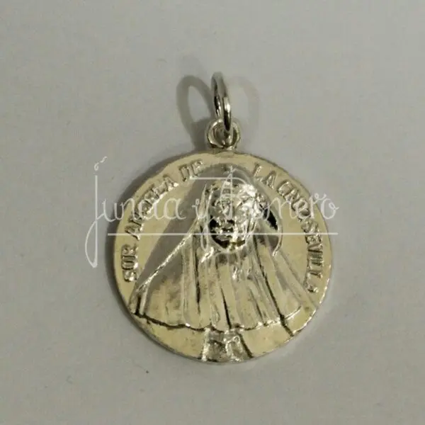 MEDALLA SANTA ANGELA PLATA LEY 20MM